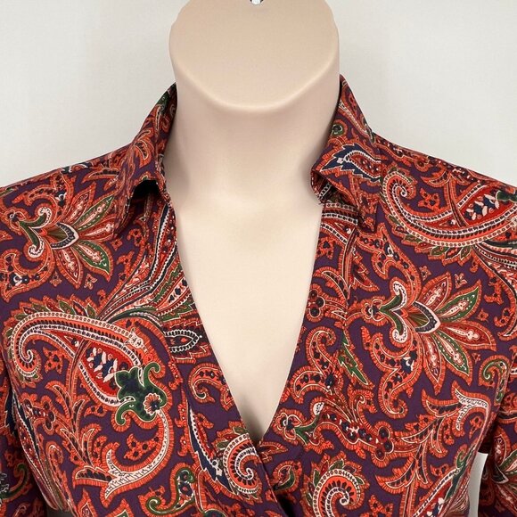 Lauren Ralph Lauren Double Faced Georgette Wrap Dress Size 14 Orange Print - Picture 4 of 14